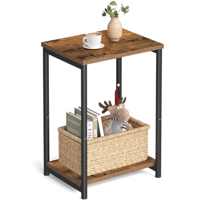 Side Table, Small End Table, Nightstand for Living Room, Bedroom, Office, Bathroom - 11.8" x 15.2" x 19.7"/Brown